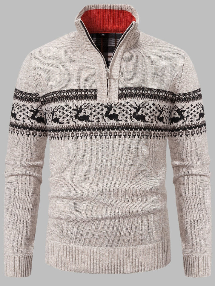 Luc Half-Zip Schifferpullover | Norwegischer Strickpullover mit Reißverschluss für Herren