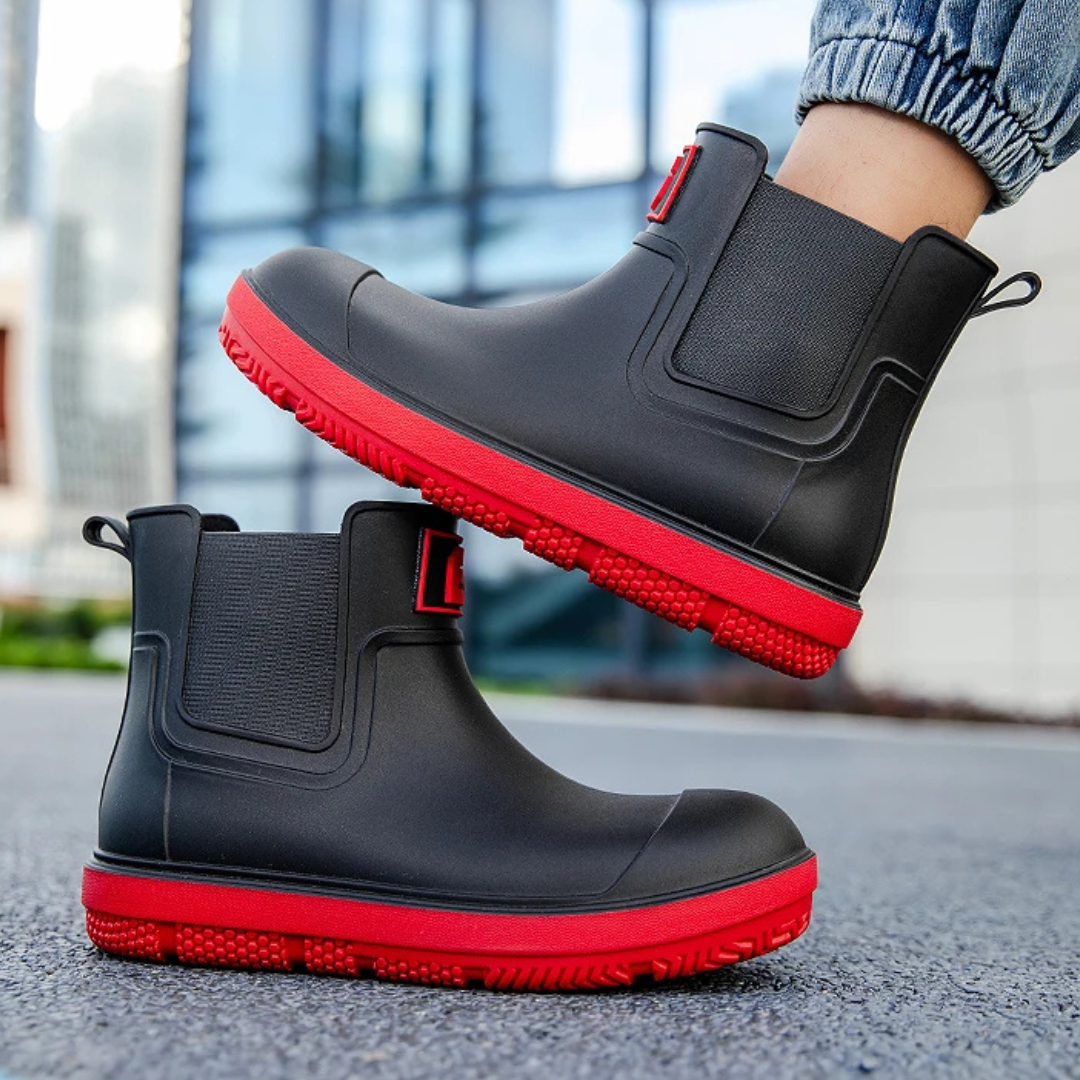 Regenstiefel für den Herbst - Halbhohe Wasserdichte Gummistiefel mit rutschfester Sohle für Herren
