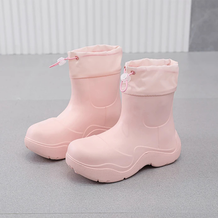 Regenstiefel für den Herbst - Wasserdichte Ankle Gummistiefel mit Strick-Design und rutschfester Sohle für Damen
