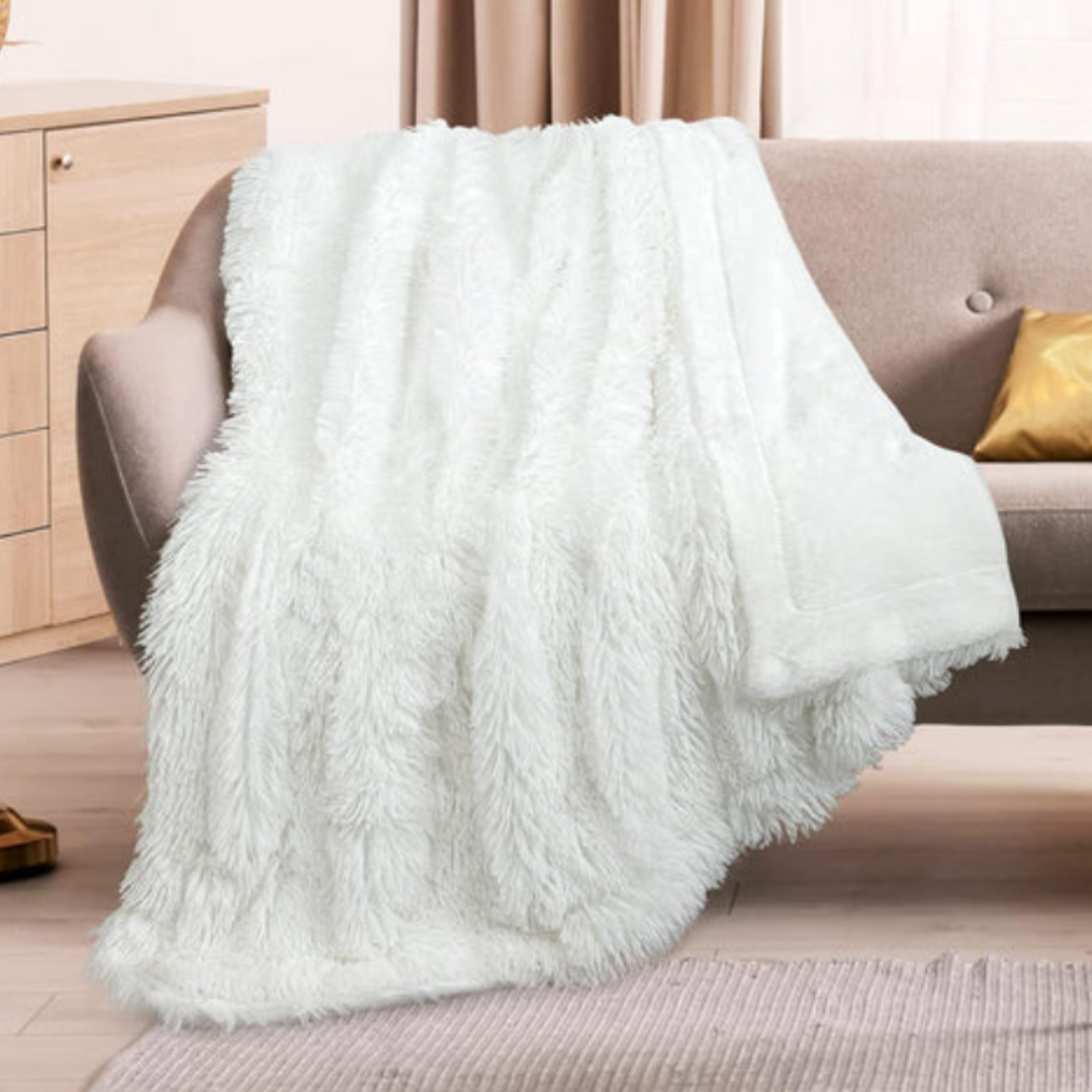 Flauschige Kunstpelz-Wohndecke | Ultraweiche Kuscheldecke mit doppelseitiger Textur