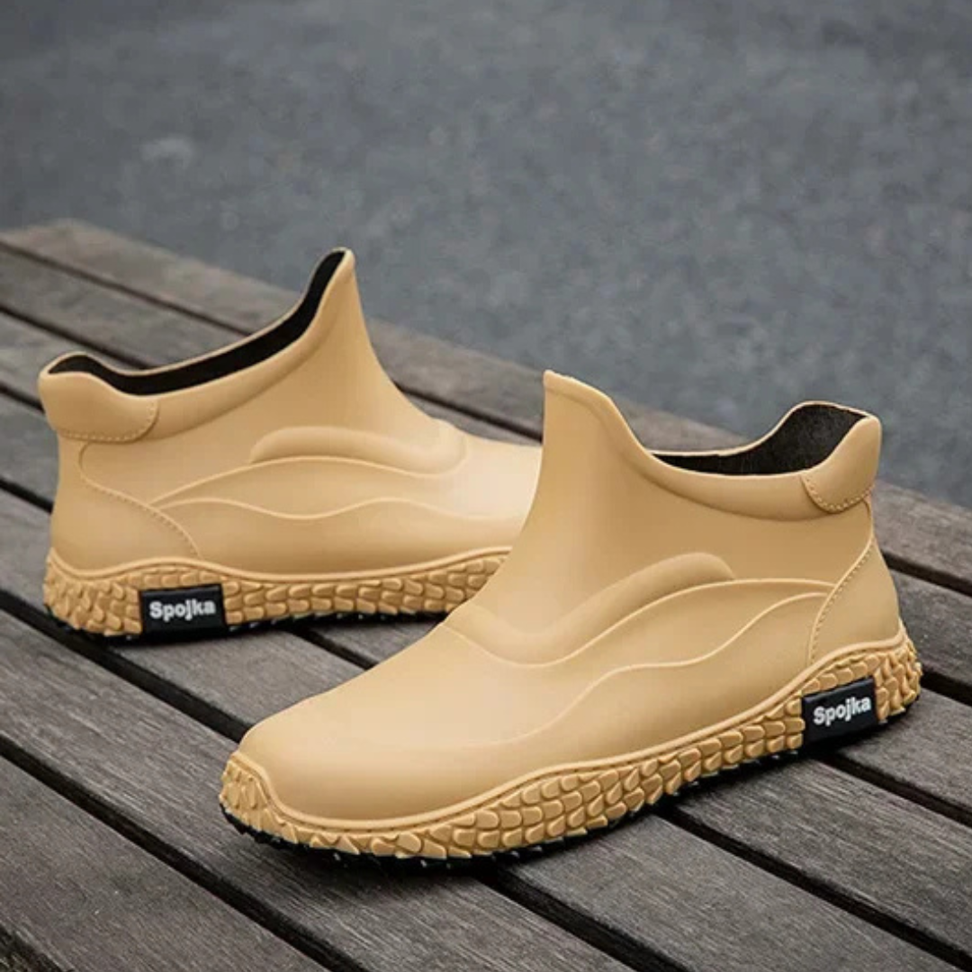 Regenstiefel für den Herbst - Halbhohe Wasserdichte PVC Gummistiefel mit rutschfester Sohle für Herren