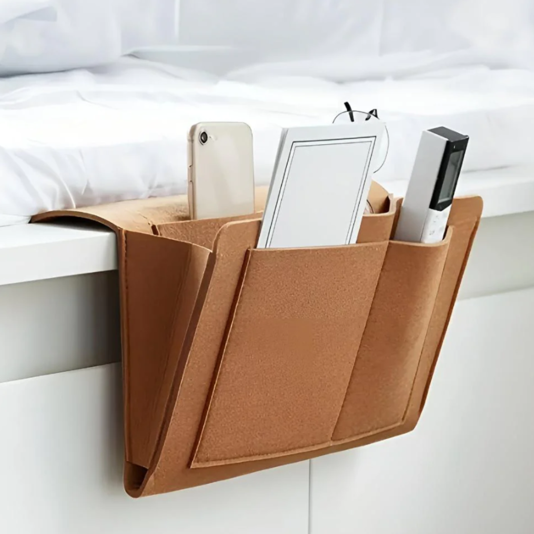 Premium Bett-Organizer | Multifunktionale Nachttisch-Aufbewahrung aus Filz