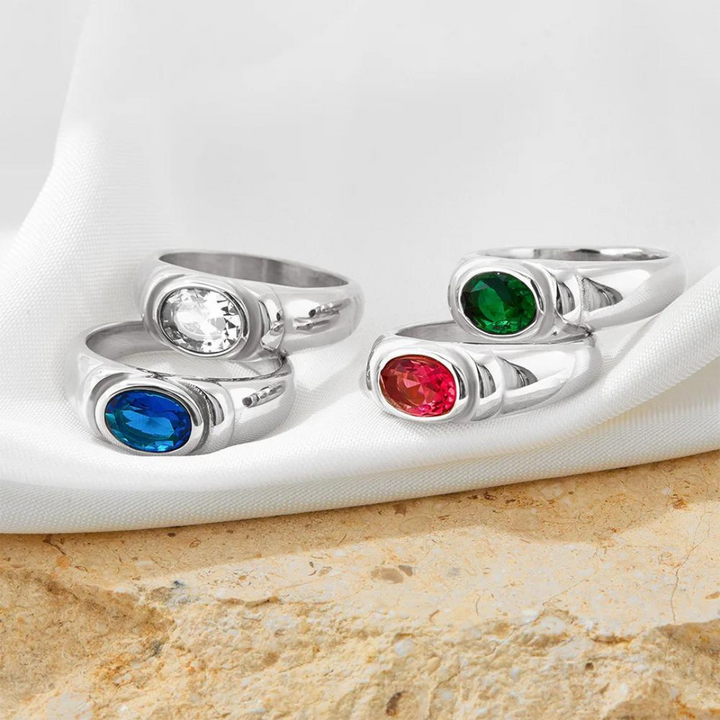 Klara Stein Ring | Eleganter Vintage Wasserdichter Verstellbarer Ring