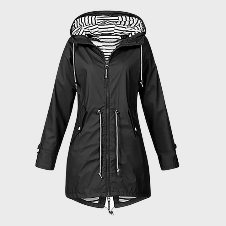 Regenjacke für den kalte Tage - Wasserdichte Lange Windbreaker mit Kapuze für Damen