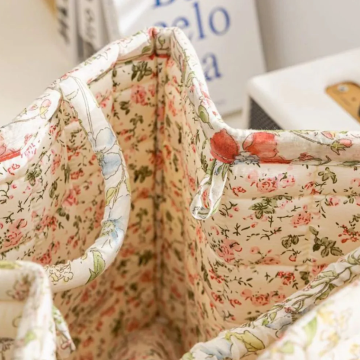 Eleganter Aufbewahrungskorb aus Canvas mit floralem Landhausstil-Design
