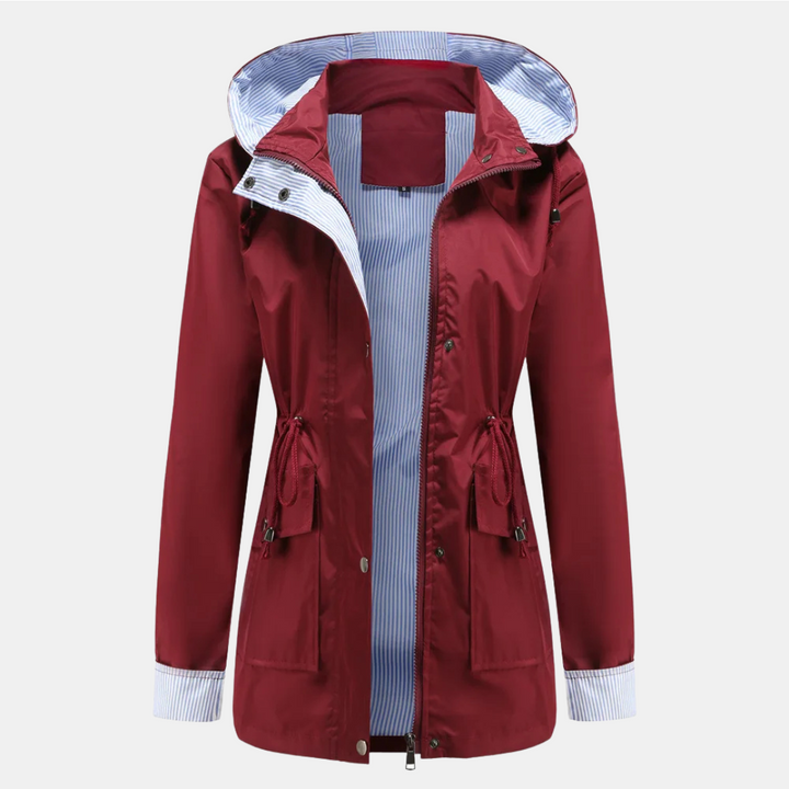Regenjacke für den Herbst -  Wasserfeste Übergangsjacke mit Kapuze für Damen