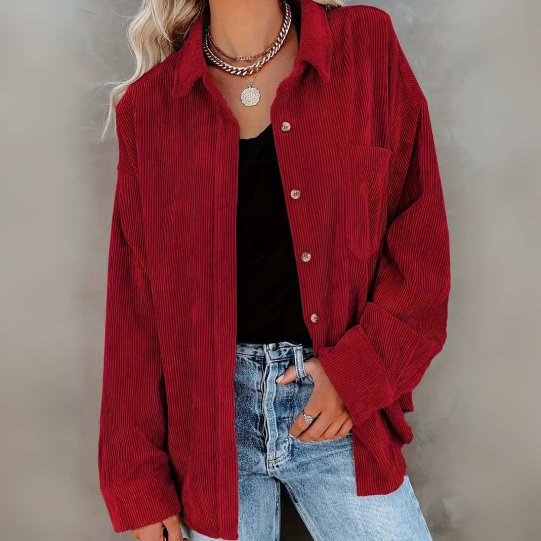 Cordhemd für den Herbst - Stilvolle Rippenflanell Hemdbluse für Damen
