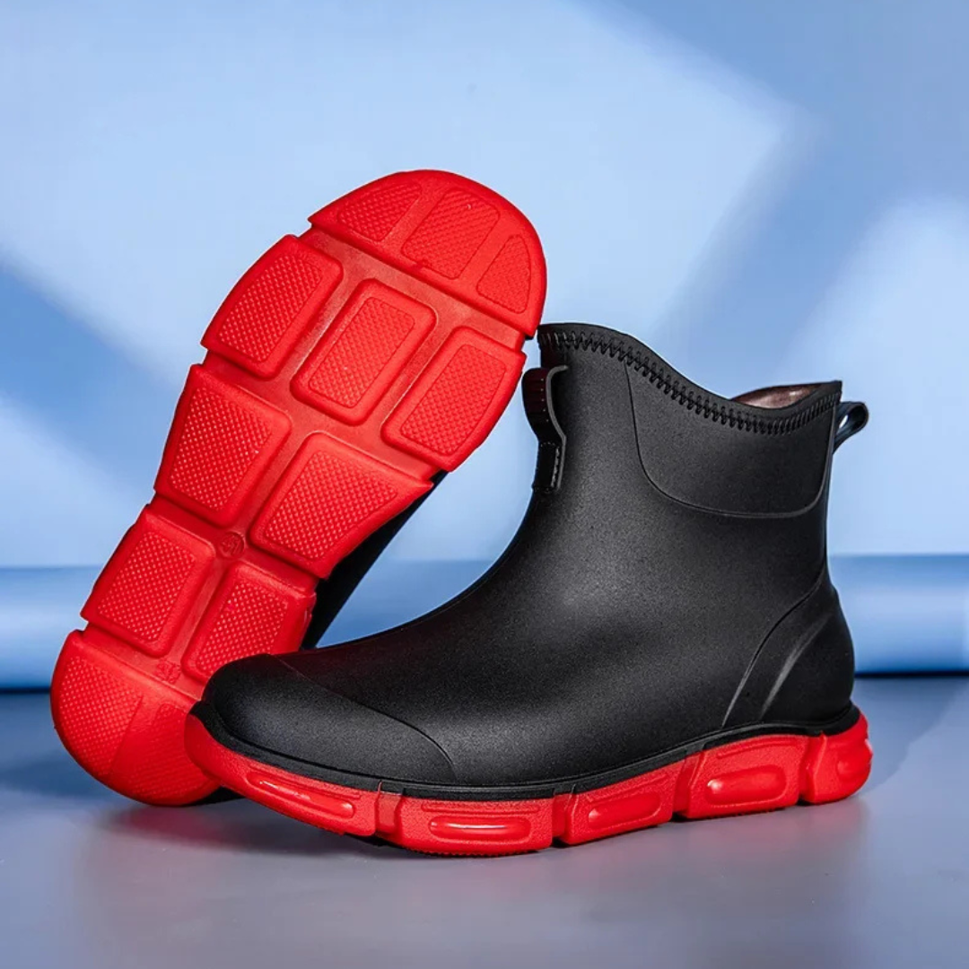 Regenstiefel für den Herbst - Hohe Wasserdichte PVC Gummistiefel mit rutschfester Sohle für Herren