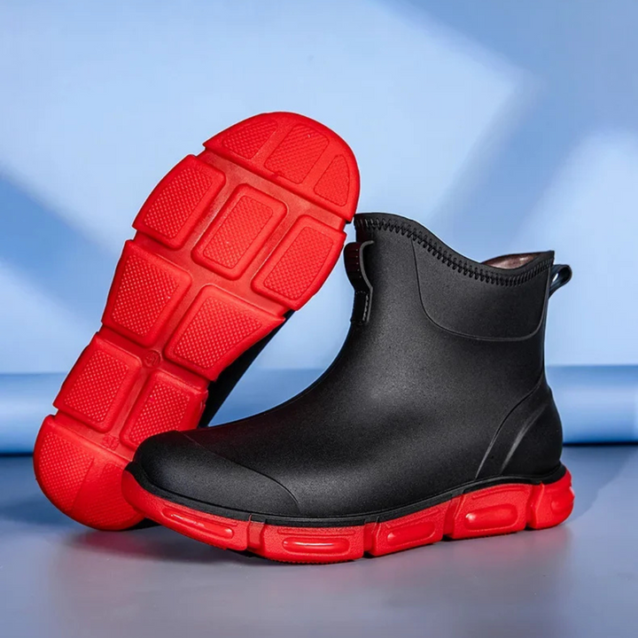 Regenstiefel für den Herbst - Hohe Wasserdichte PVC Gummistiefel mit rutschfester Sohle für Herren