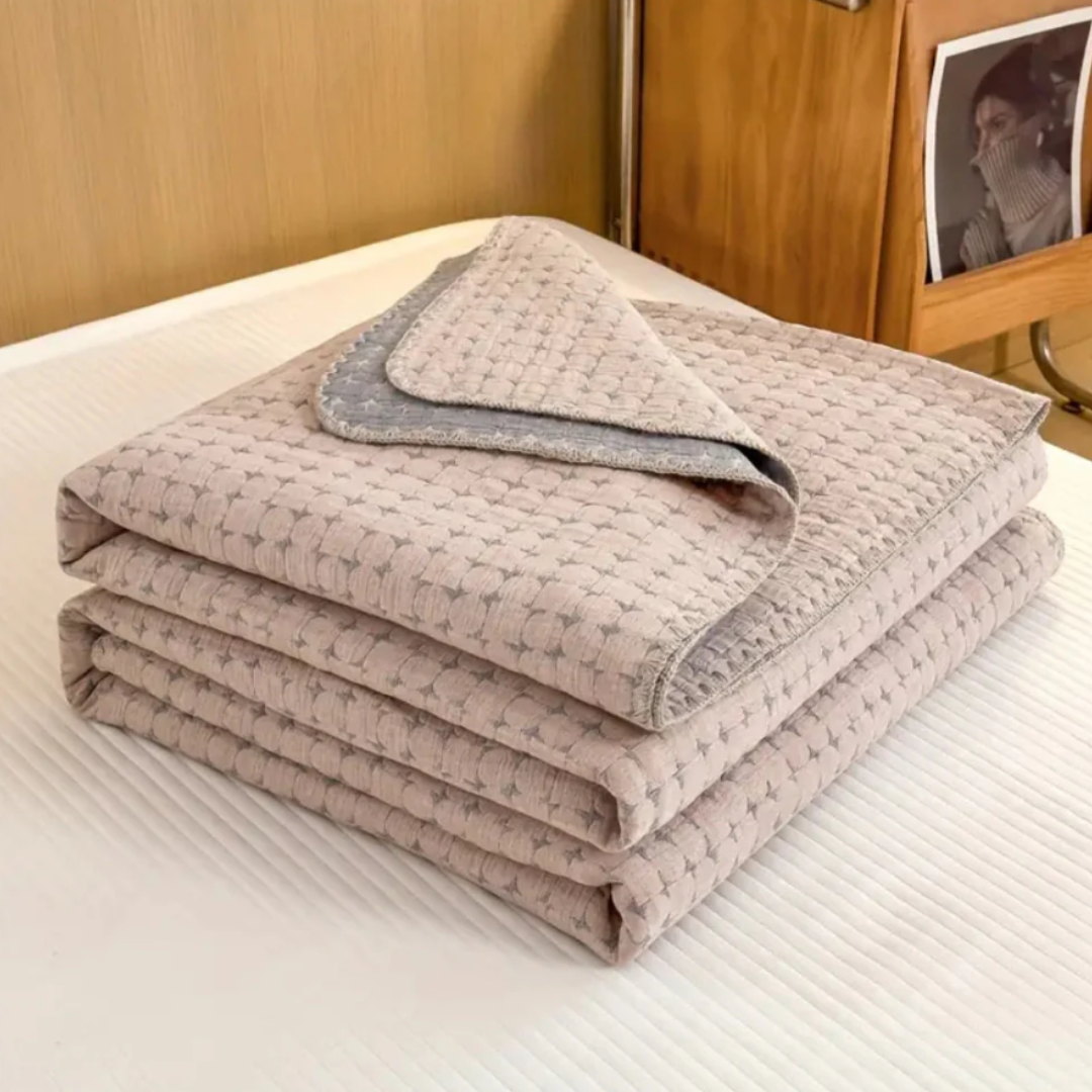 Matelassé Seersucker Wendedecke | Nordische Baumwolldecke mit Jacquard-Muster