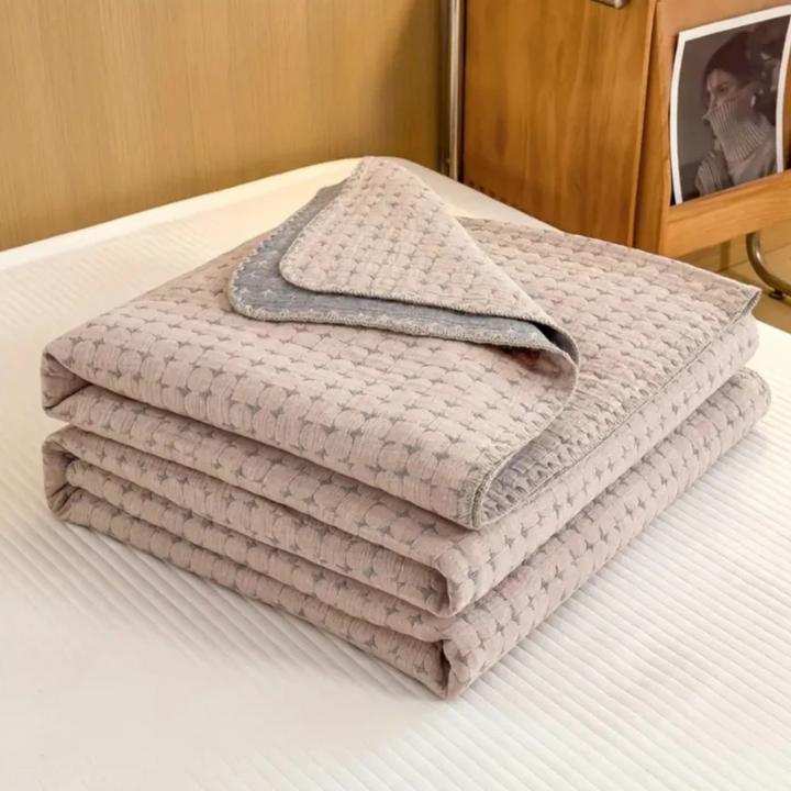 Matelassé Seersucker Wendedecke | Nordische Baumwolldecke mit Jacquard-Muster