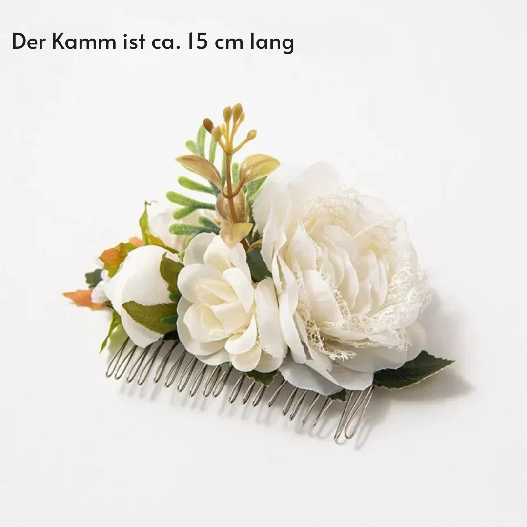 Britta Blütenkamm Oktoberfest | Romantische Damen Haarspange mit Seidenblüten