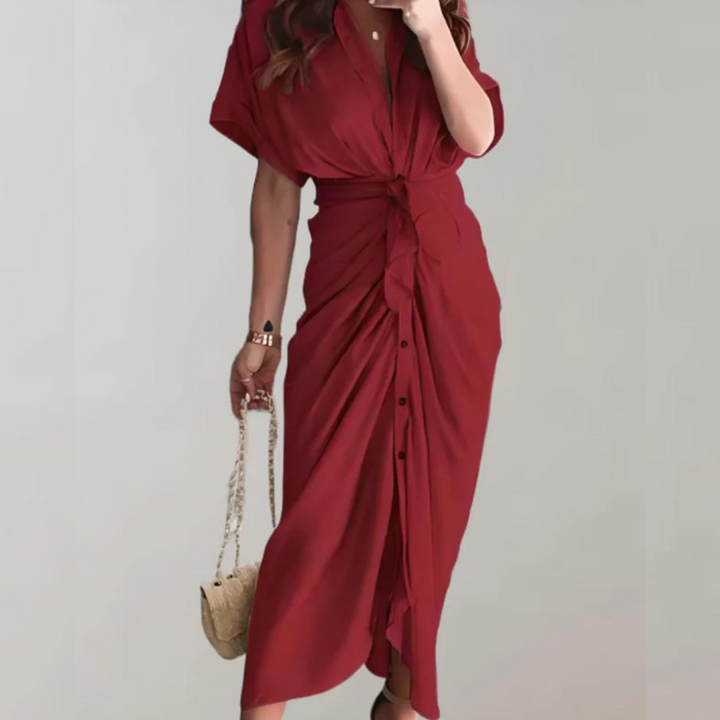 Amelie Midikleid | Elegantes Kleid mit halblangen Ärmeln und stilvollem Taillenband