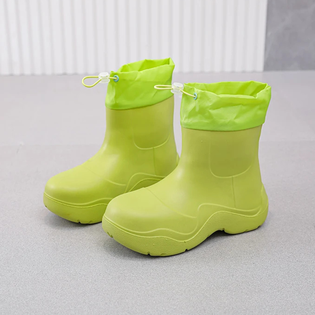 Regenstiefel für den Herbst - Wasserdichte Ankle Gummistiefel mit Strick-Design und rutschfester Sohle für Damen