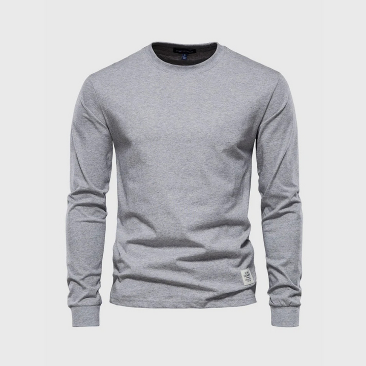 Niklas Langarmshirt | Klassisches Grünes Herren Baumwollshirt Rundhals