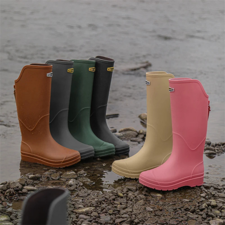 Regenstiefel für den Herbst - Wasserdichte PVC Gummistiefel mit rutschfester Sohle für Damen
