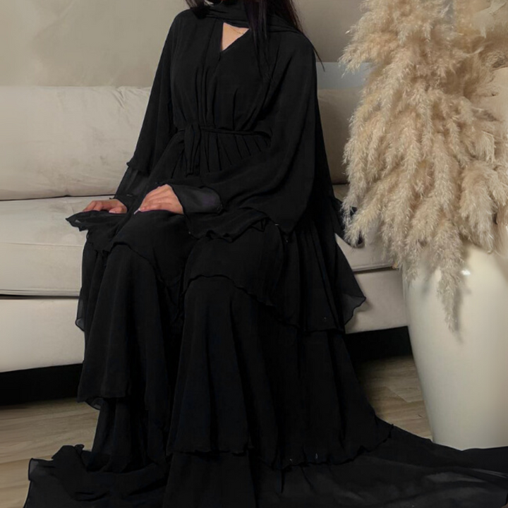 Erna Kleid | Sommerliches Lagenlook-Kleid mit Gürtel und kurzen Ärmeln