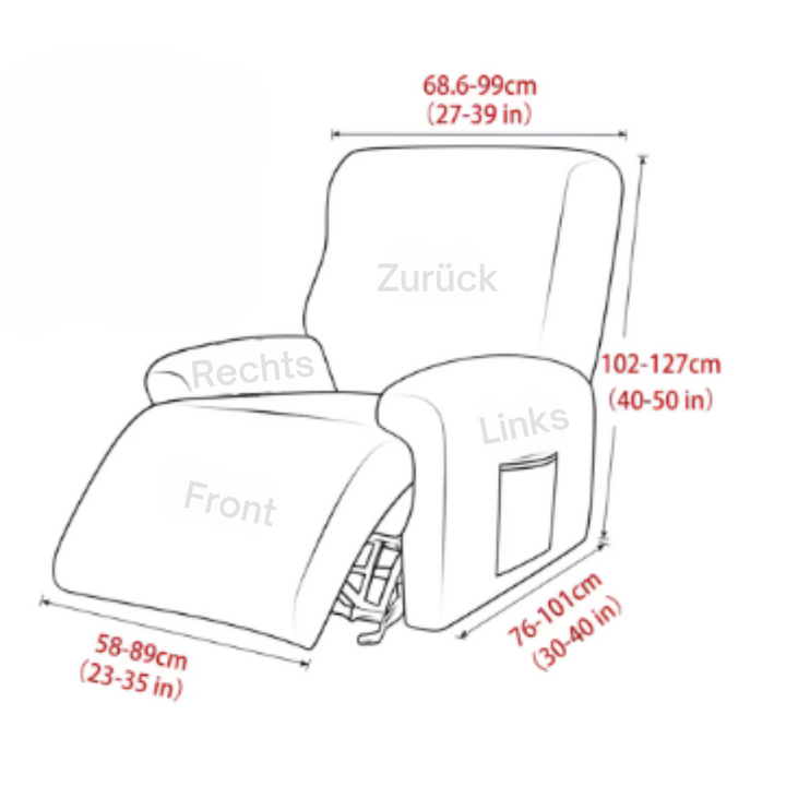 Fitted Relaxsessel Husse | Elastischer Sesselbezug mit Seitentasche