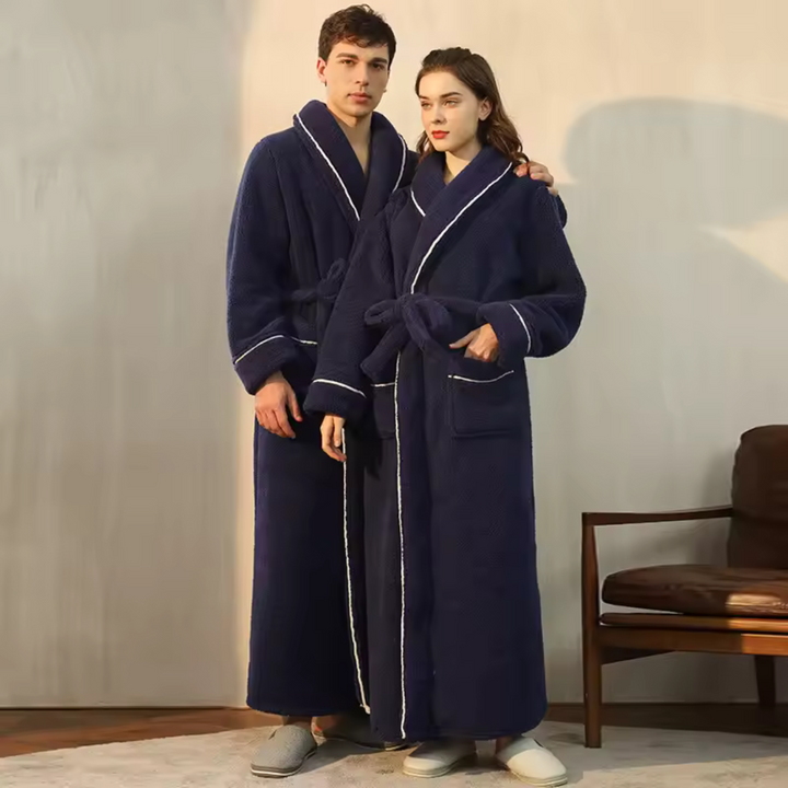 Luxuriöser Sherpa Bademantel aus Coral Fleece mit Schalkragen für Damen und Herren