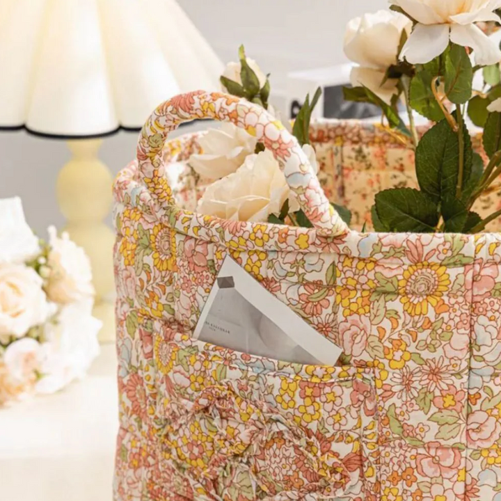Eleganter Aufbewahrungskorb aus Canvas mit floralem Landhausstil-Design