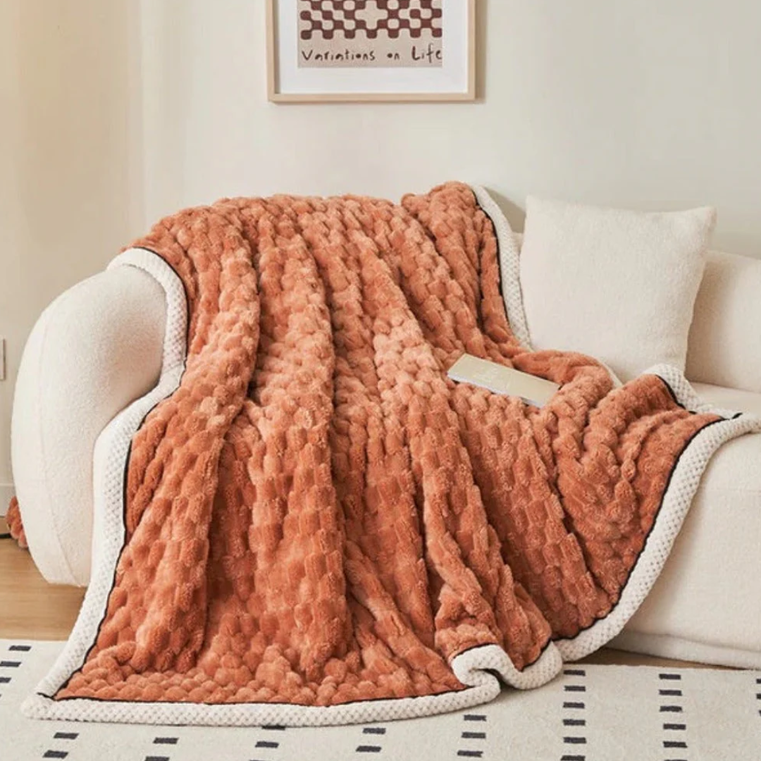 Cloud Cuddle Decke | Luxuriöse Kuscheldecke mit Bubble-Textur und Sherpa-Fleece