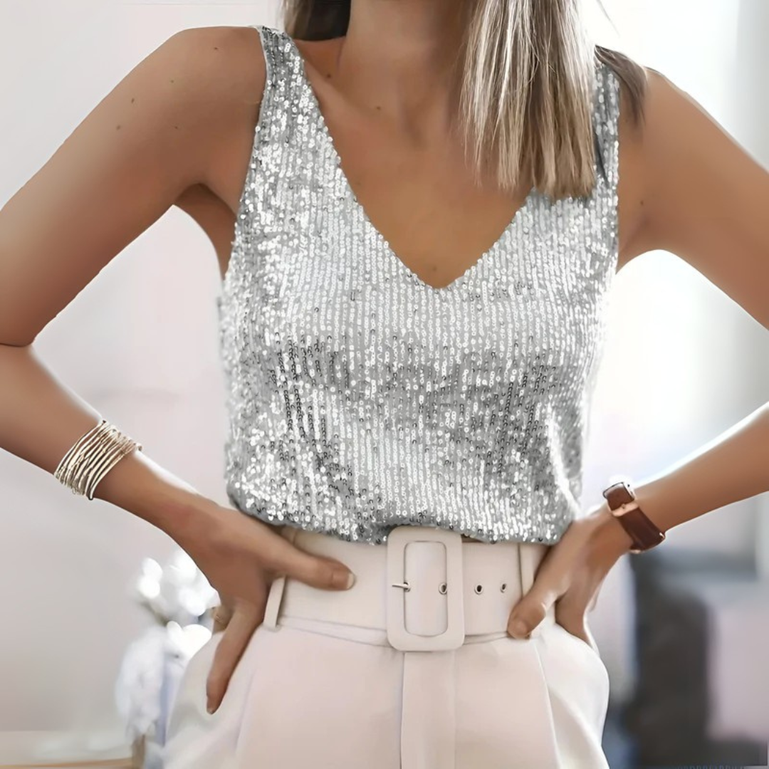 Glitzer Oberteil für den Herbst - Elegante Top Glitzernde Pailletten für Damen