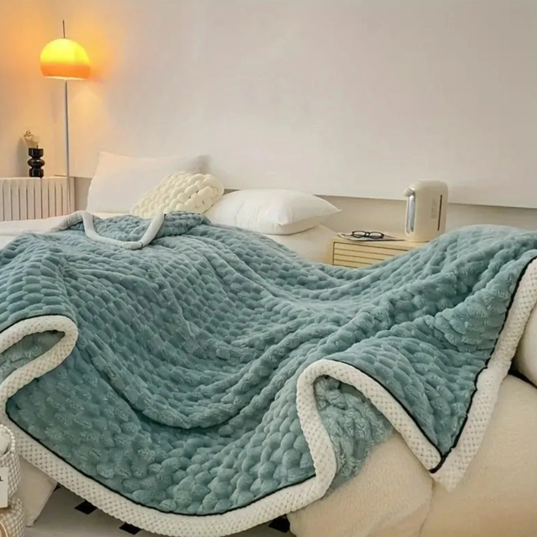 Cloud Cuddle Decke | Luxuriöse Kuscheldecke mit Bubble-Textur und Sherpa-Fleece