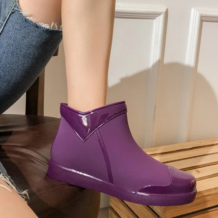 Regenstiefel für den Herbst - Wasserdichte Ankle Gummistiefel mit Reißverschluss für Damen