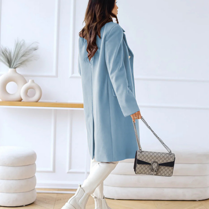 Zweireihiger Mantel für den Herbst - Elegante Lange Übergangsjacke für Damen