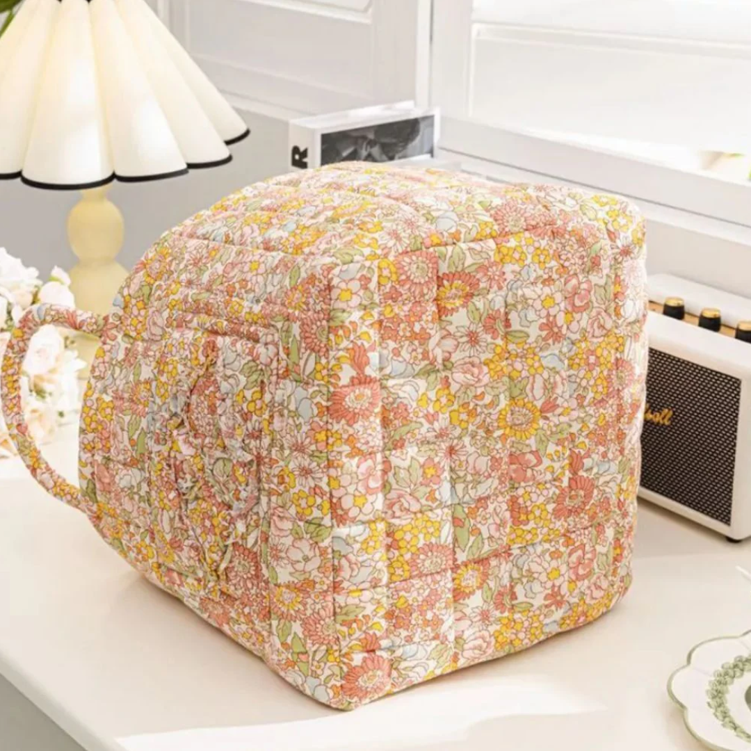Eleganter Aufbewahrungskorb aus Canvas mit floralem Landhausstil-Design