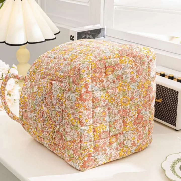 Eleganter Aufbewahrungskorb aus Canvas mit floralem Landhausstil-Design