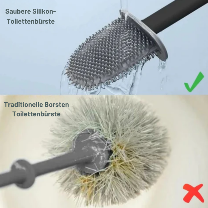 Clean Silikon-Toilettenbürste | Premium WC-Bürste mit Wandhalterung und antibakterieller Oberfläche