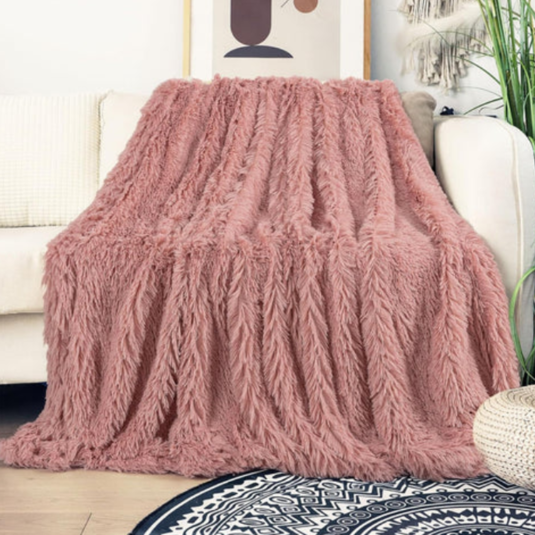 Flauschige Kunstpelz-Wohndecke | Ultraweiche Kuscheldecke mit doppelseitiger Textur