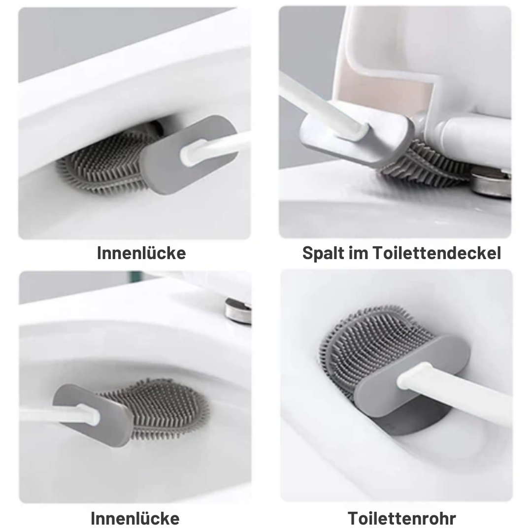 Clean Silikon-Toilettenbürste | Premium WC-Bürste mit Wandhalterung und antibakterieller Oberfläche