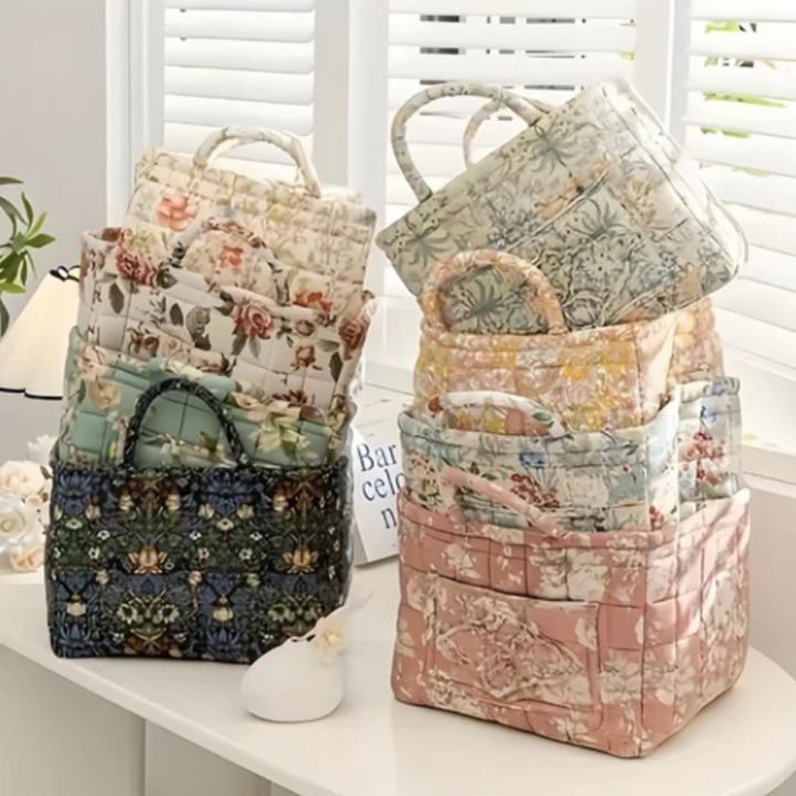 Eleganter Aufbewahrungskorb aus Canvas mit floralem Landhausstil-Design