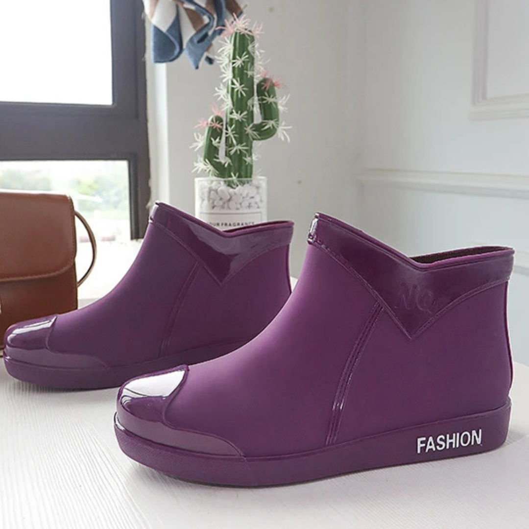 Regenstiefel für den Herbst - Wasserdichte Ankle Gummistiefel mit Reißverschluss für Damen