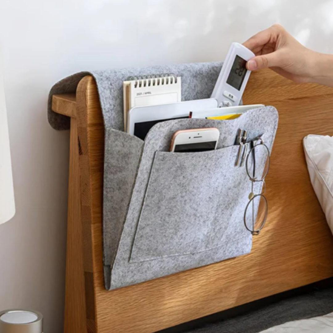 Premium Bett-Organizer | Multifunktionale Nachttisch-Aufbewahrung aus Filz