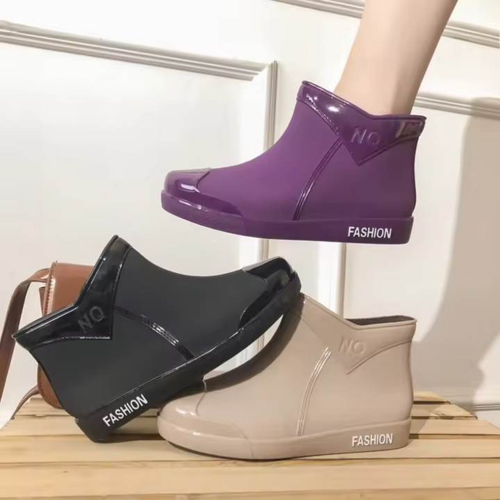 Regenstiefel für den Herbst - Wasserdichte Ankle Gummistiefel mit Reißverschluss für Damen
