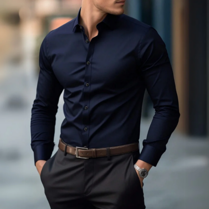 Hemd für Herren - Slim Fit Sommer-Businesshemd mit Stretch