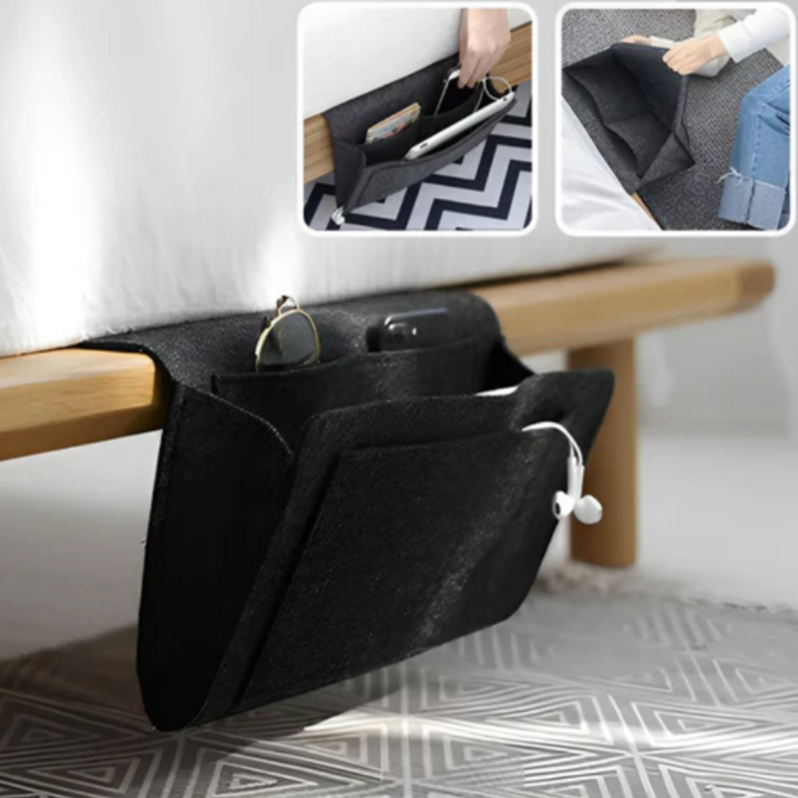 Premium Bett-Organizer | Multifunktionale Nachttisch-Aufbewahrung aus Filz