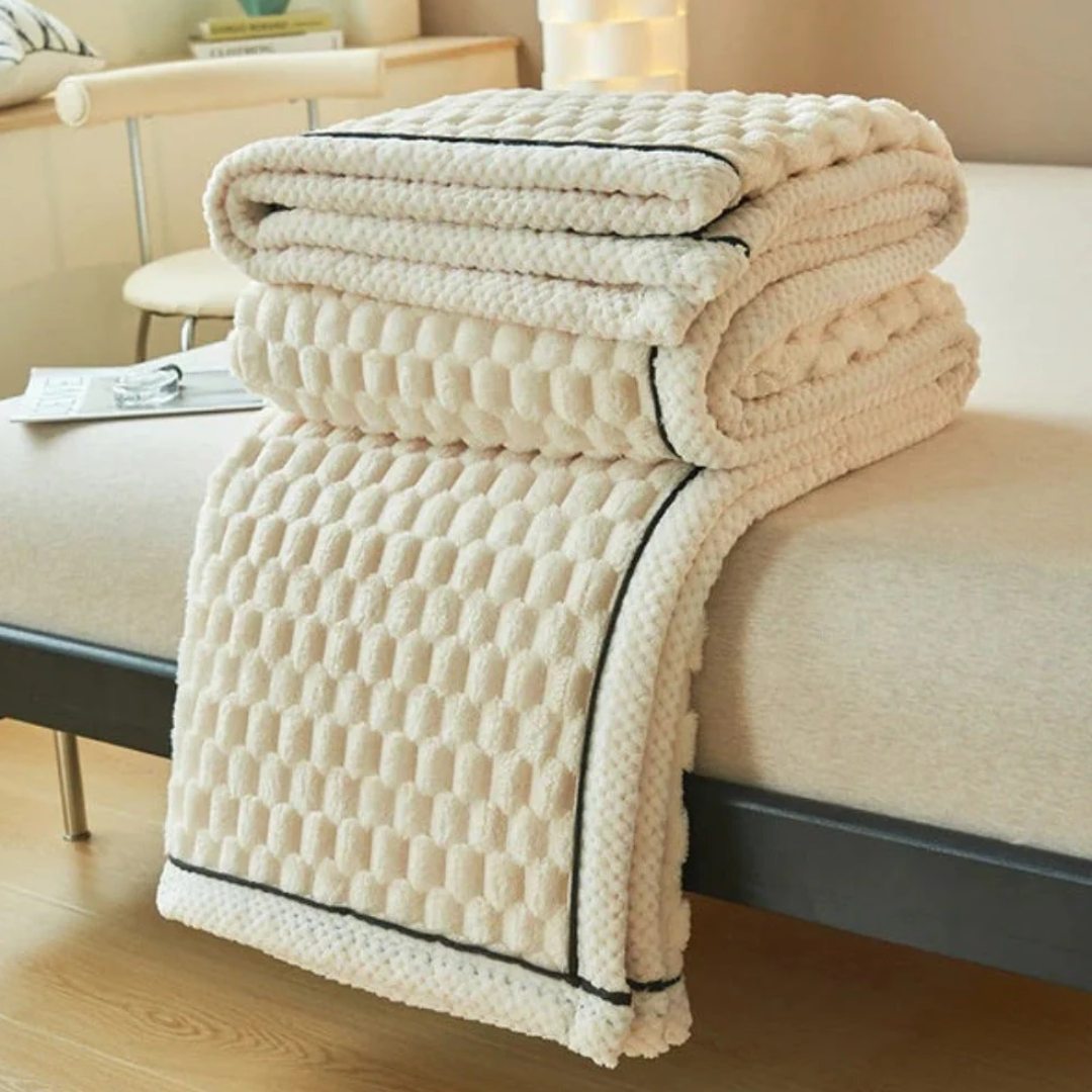 Cloud Cuddle Decke | Luxuriöse Kuscheldecke mit Bubble-Textur und Sherpa-Fleece