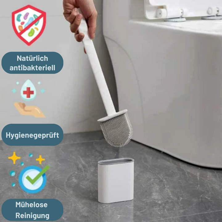Clean Silikon-Toilettenbürste | Premium WC-Bürste mit Wandhalterung und antibakterieller Oberfläche