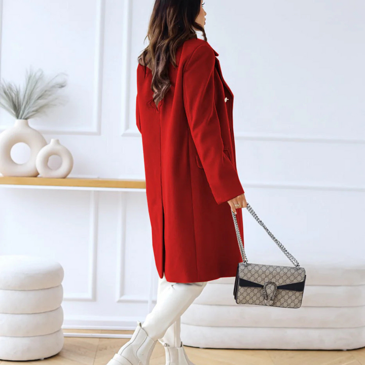 Zweireihiger Mantel für den Herbst - Elegante Lange Übergangsjacke für Damen