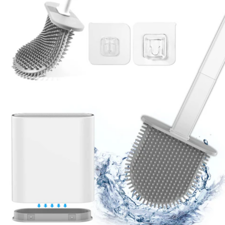 Clean Silikon-Toilettenbürste | Premium WC-Bürste mit Wandhalterung und antibakterieller Oberfläche