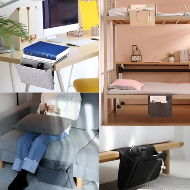 Premium Bett-Organizer | Multifunktionale Nachttisch-Aufbewahrung aus Filz