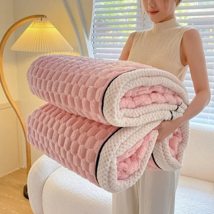 Cloud Cuddle Decke | Luxuriöse Kuscheldecke mit Bubble-Textur und Sherpa-Fleece