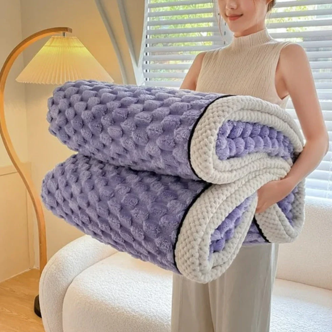 Cloud Cuddle Decke | Luxuriöse Kuscheldecke mit Bubble-Textur und Sherpa-Fleece