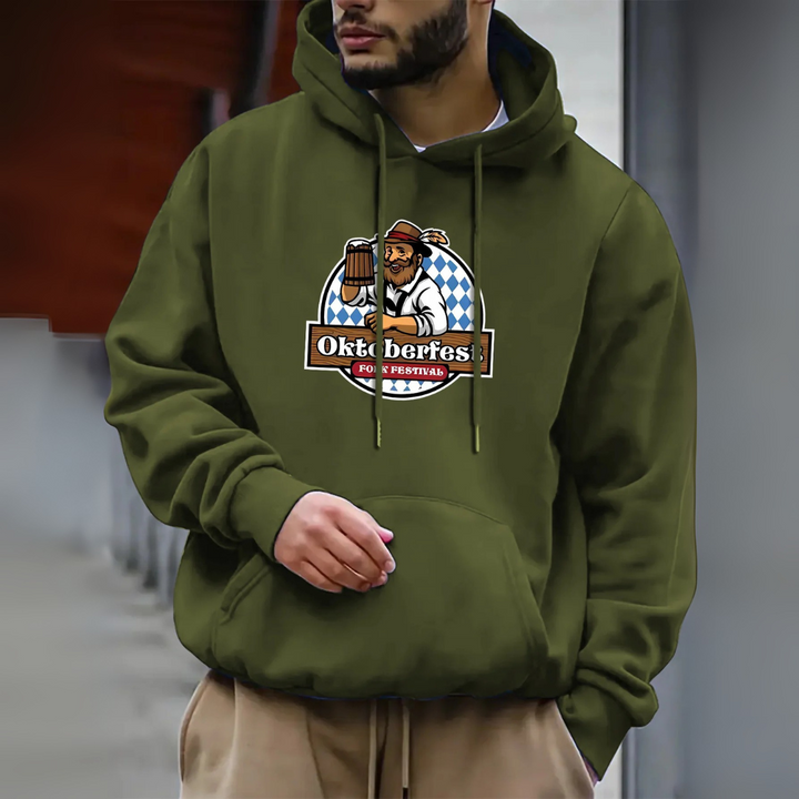 Wilhelm Oktoberfest Kapuzenpullover | Authentischer Bierfest Pulli mit Braumeister-Motiv für Herren