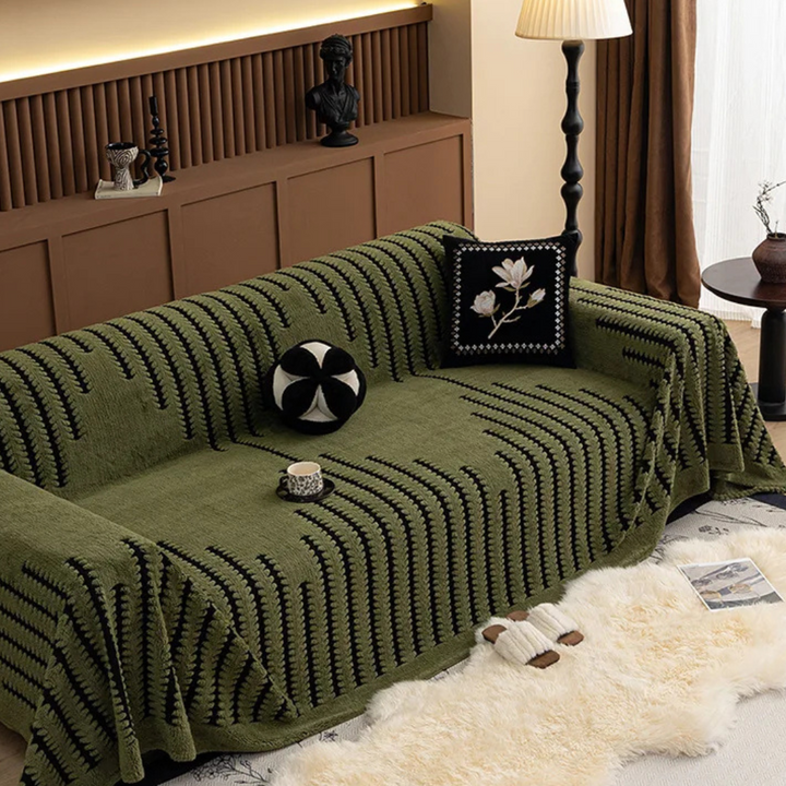 Heritage Plüsch Tufted Sofabezug | Luxuriöser Vintage-Möbelschutz mit geometrischem Muster