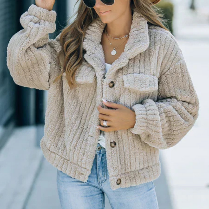 Teddyjacke für den Herbst - Stilvolle Fleecejacke mit Stehkrage für Damen
